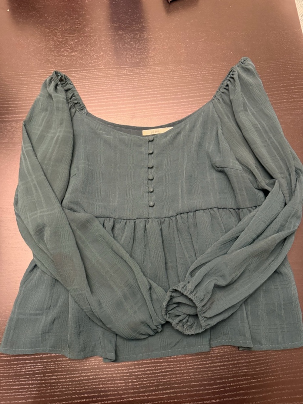 Madewell Teal Peasant Button-Front Blouse
